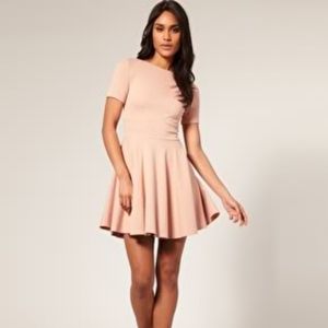ASOS nude fit and flare dress nude blush